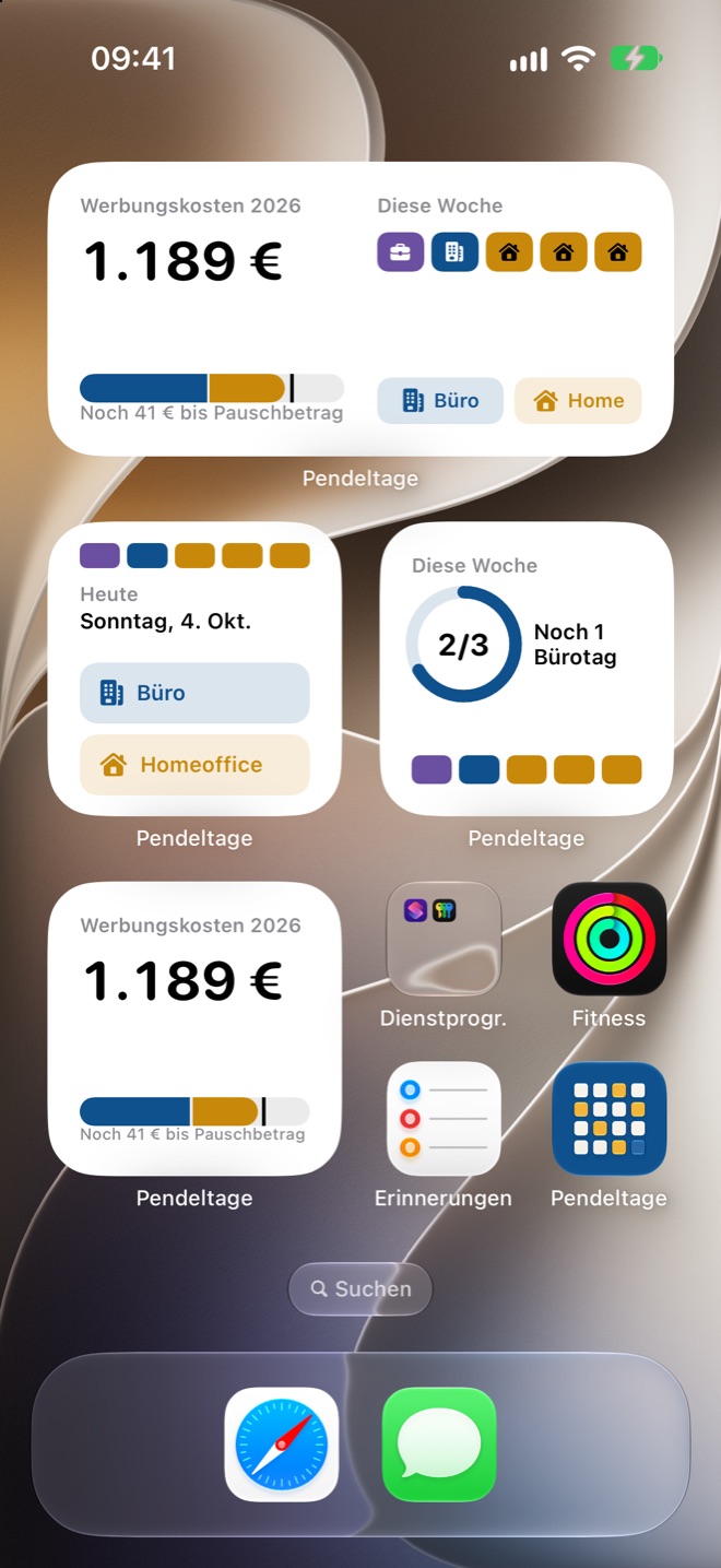Pendeltage: Widgets auf dem Home-Bildschirm